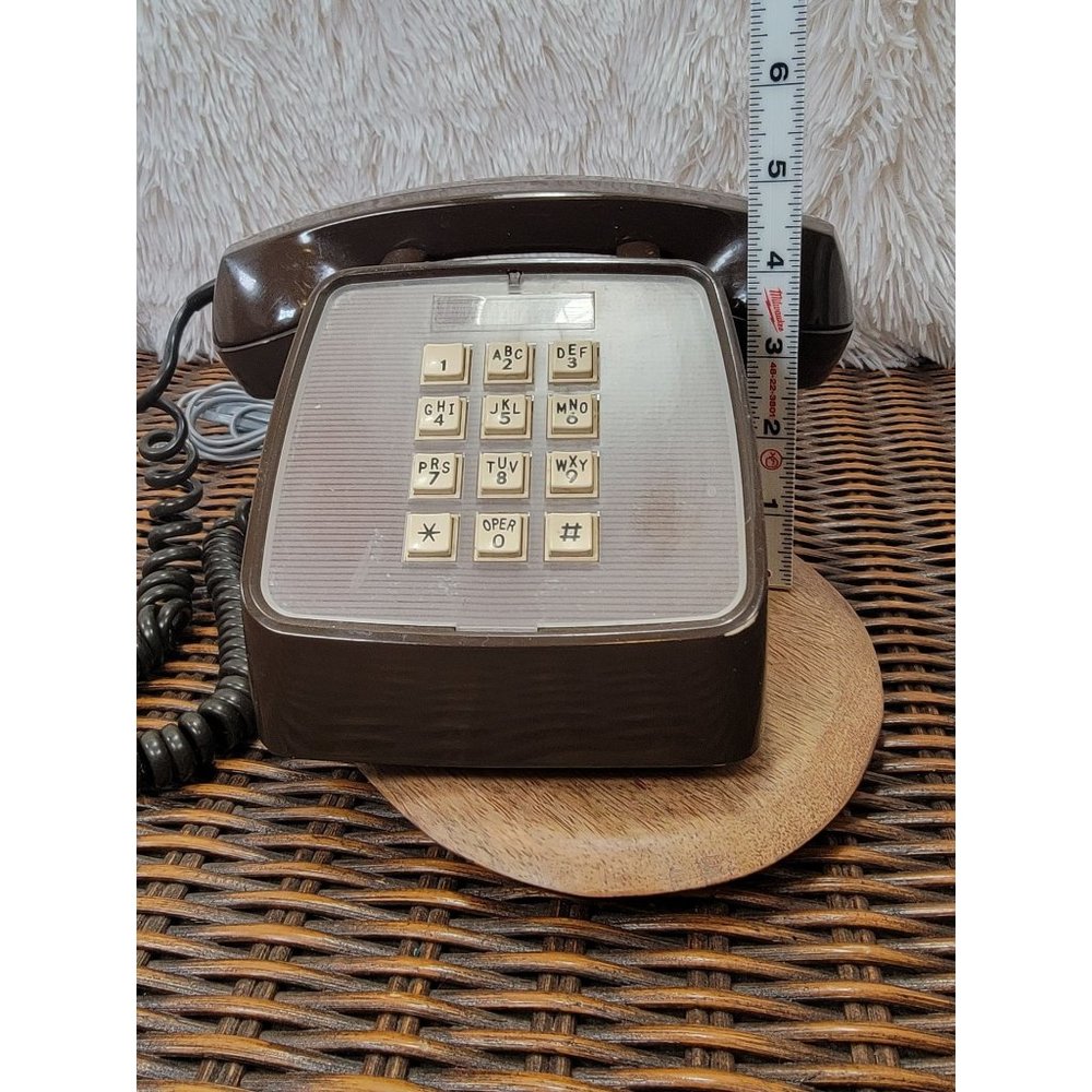 Vintage 1980 GTE Automatic Electric Push Dial Brown Land Line Telephone, Model #